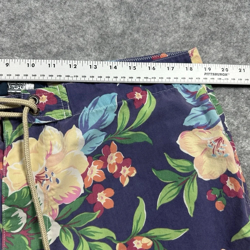 Polo Ralph Lauren Board Shorts Mens 38 Blue Floral Hibiscus Tropical Swim Trunks